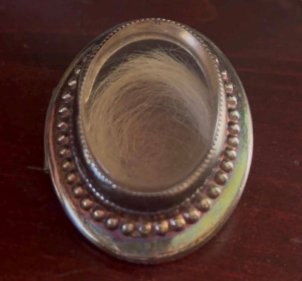 Antique Silver Victorian Mourning Hair Locket – 17g Convertible Brooch Pendant